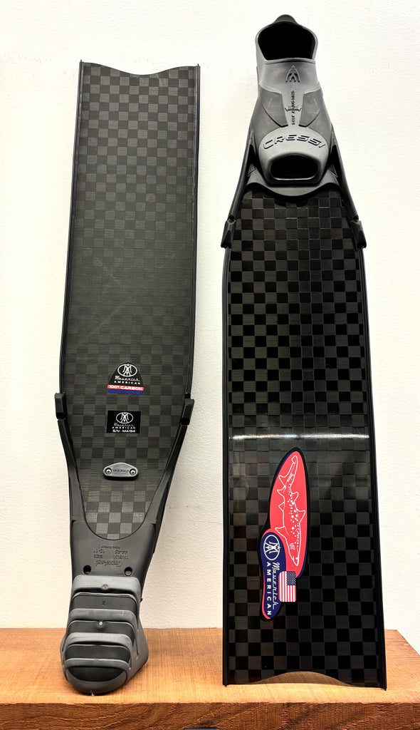 NEW Maverick America Sand Tiger- Carbon Fiber Freediving Fins with CRESSI Gara Footpockets